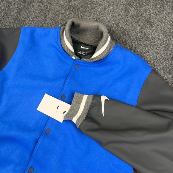 Nike Team Player Letterman Jacket Mens Medium (M) Blue Gray DJ5971-493 NWT